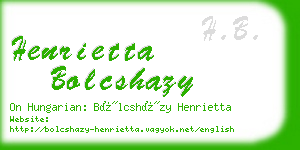 henrietta bolcshazy business card